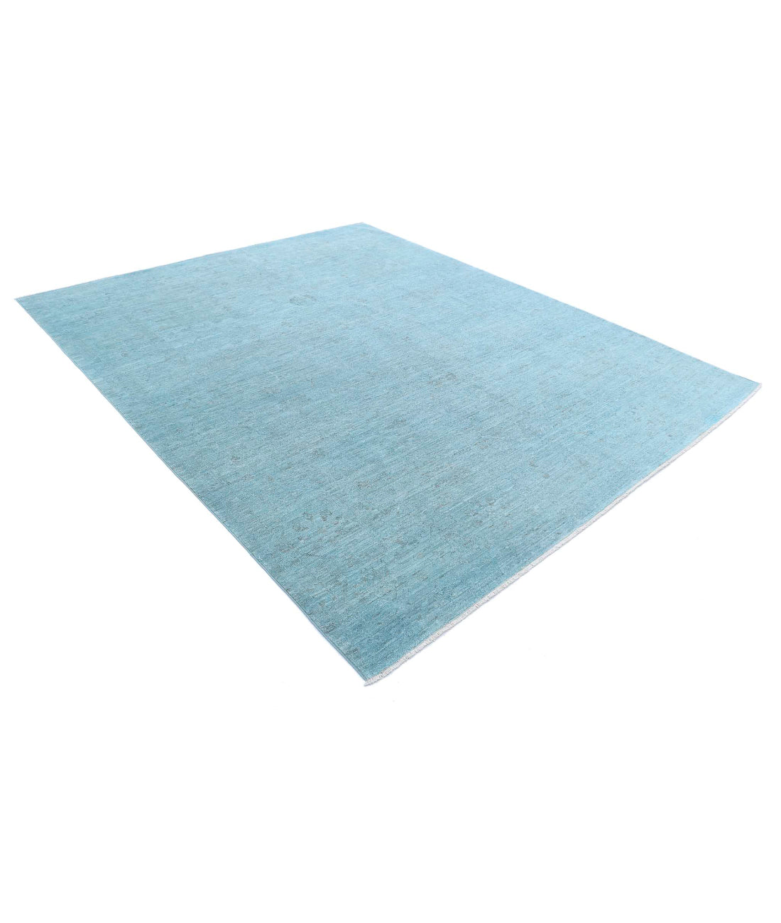 Overdye 8'0'' X 9'9'' Hand-Knotted Wool Rug 8'0'' x 9'9'' (240 X 293) / Teal / Teal