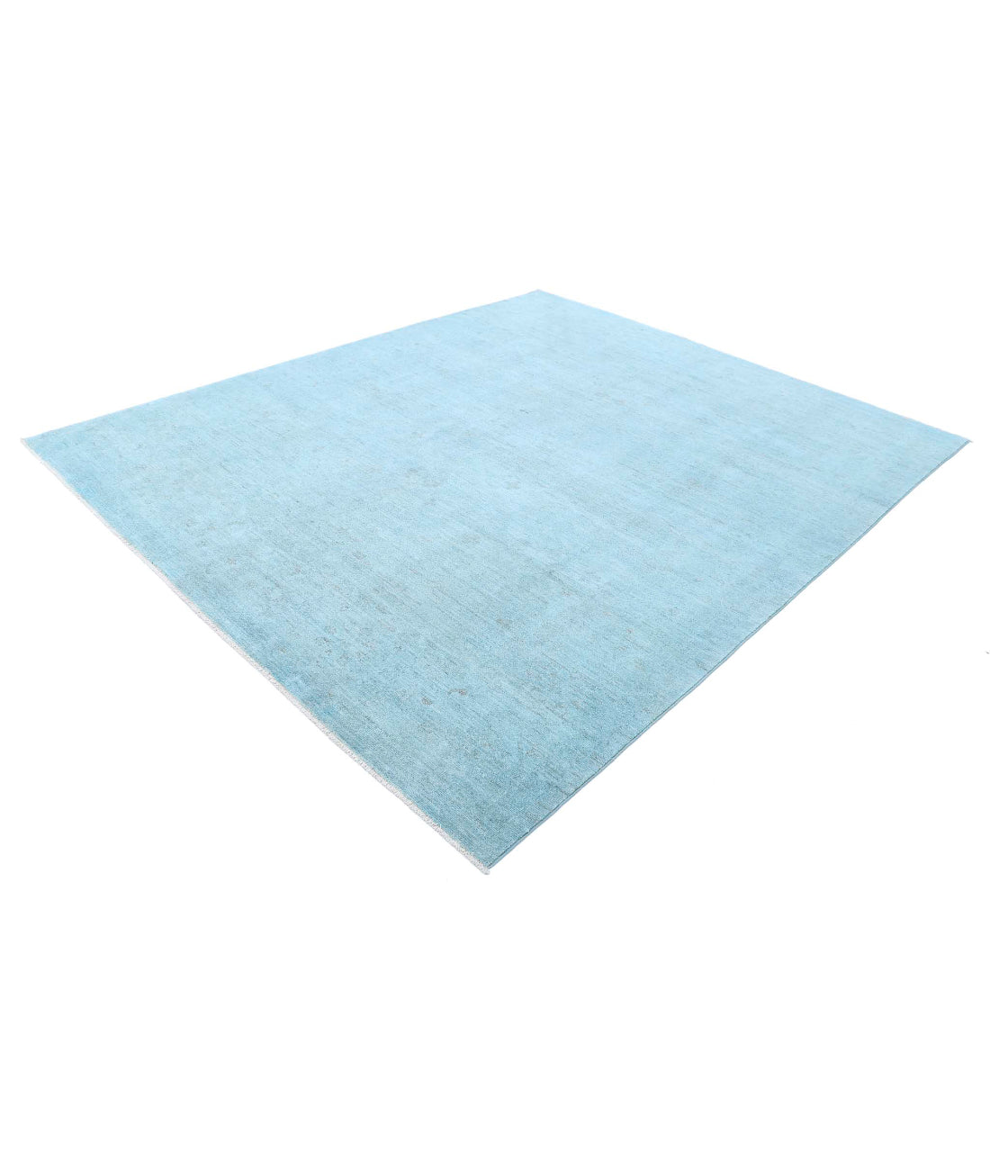 Overdye 8'0'' X 9'9'' Hand-Knotted Wool Rug 8'0'' x 9'9'' (240 X 293) / Teal / Teal