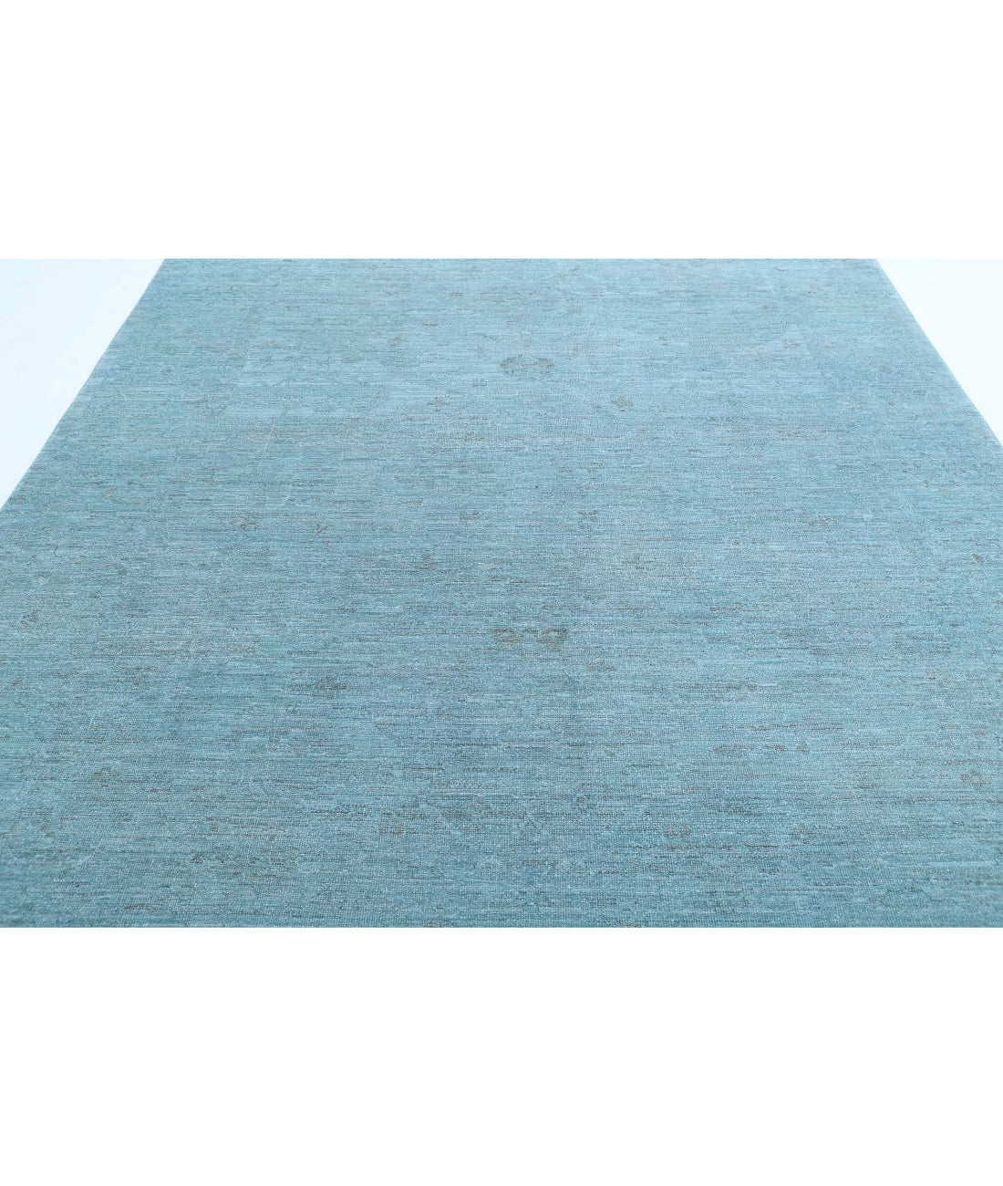 Overdye 8'0'' X 9'9'' Hand-Knotted Wool Rug 8'0'' x 9'9'' (240 X 293) / Teal / Teal