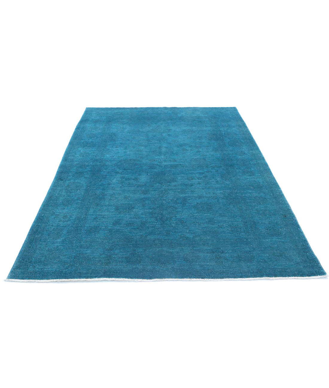 Overdye 5'5'' X 7'6'' Hand-Knotted Wool Rug 5'5'' x 7'6'' (163 X 225) / Teal / N/A