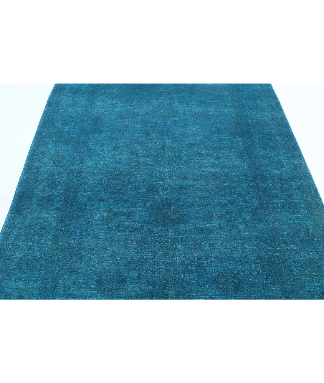 Overdye 5'5'' X 7'6'' Hand-Knotted Wool Rug 5'5'' x 7'6'' (163 X 225) / Teal / N/A