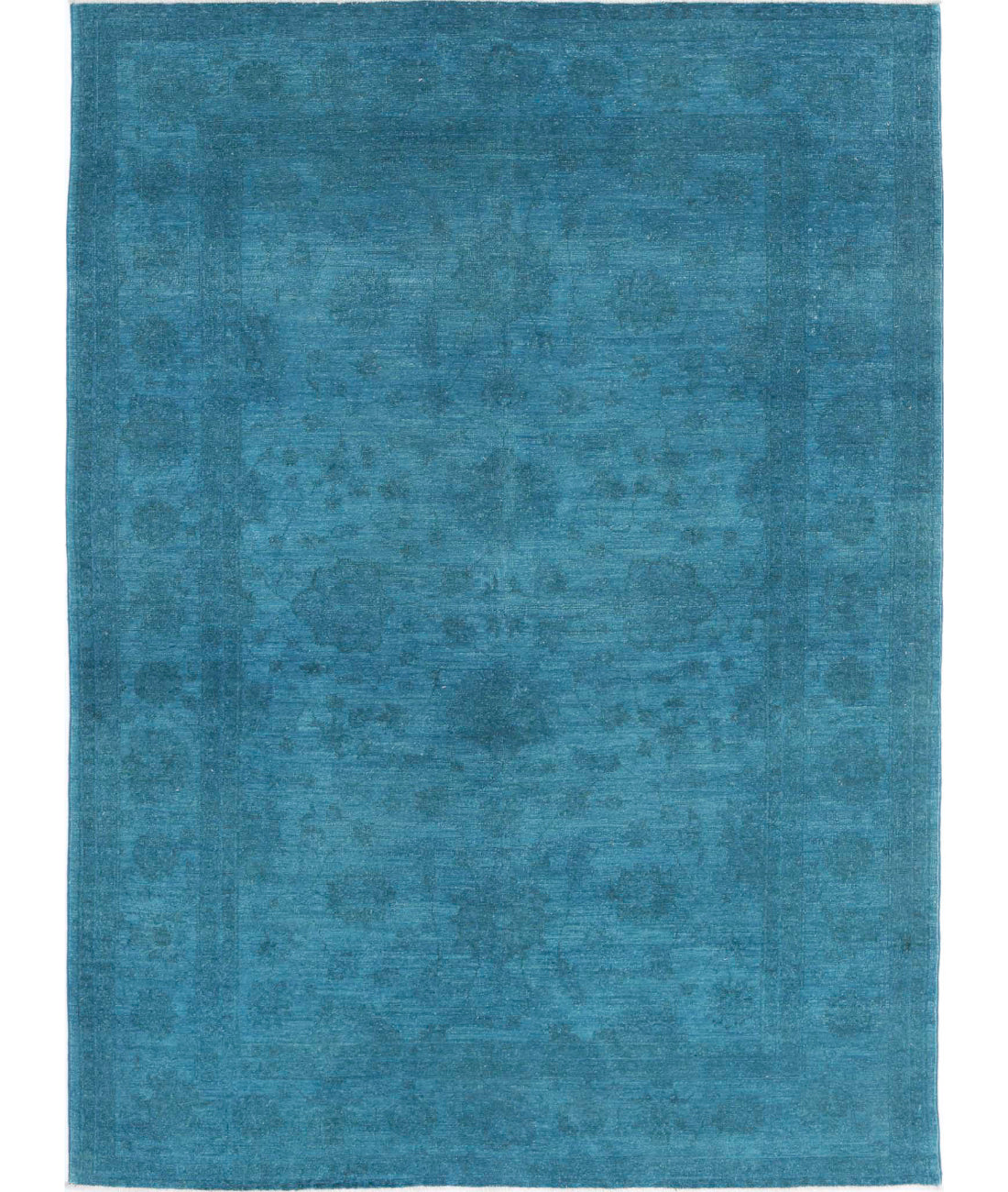 Overdye 5'5'' X 7'6'' Hand-Knotted Wool Rug 5'5'' x 7'6'' (163 X 225) / Teal / N/A