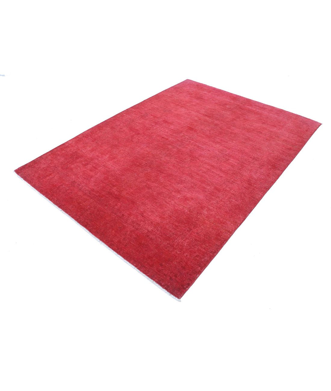 Overdye 5'5'' X 7'7'' Hand-Knotted Wool Rug 5'5'' x 7'7'' (163 X 228) / Red / Red