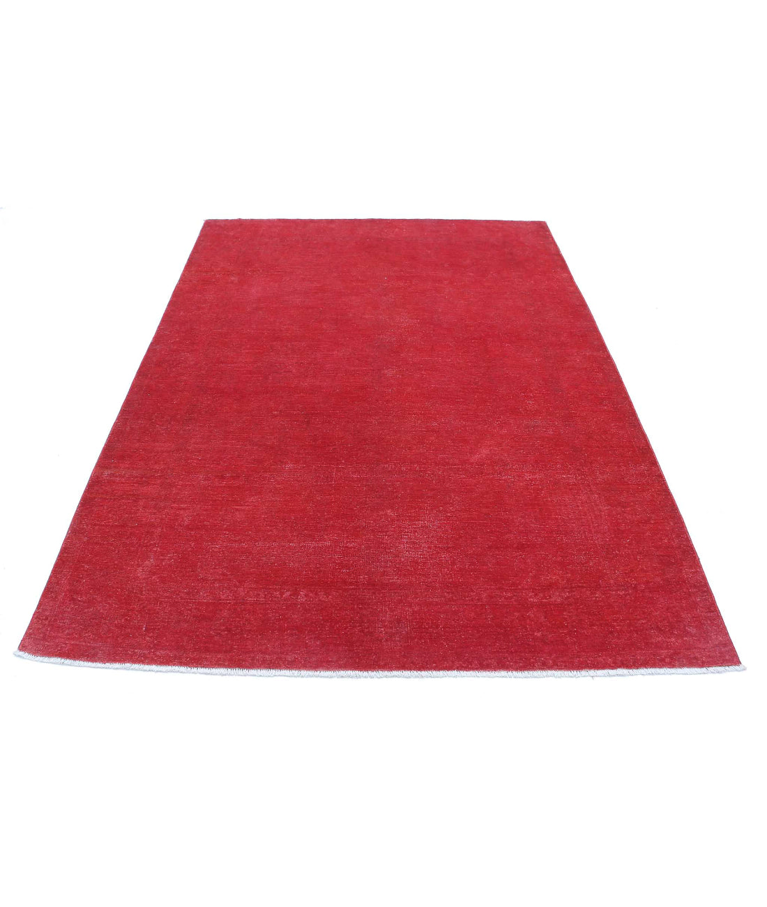 Overdye 5'5'' X 7'7'' Hand-Knotted Wool Rug 5'5'' x 7'7'' (163 X 228) / Red / Red