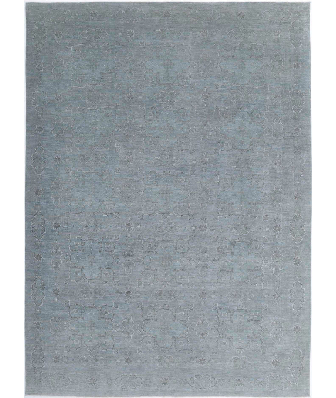 Overdye 9'10'' X 13'11'' Hand-Knotted Wool-Silk Rug 9'10'' x 13'11'' (295 X 418) / Grey / Blue