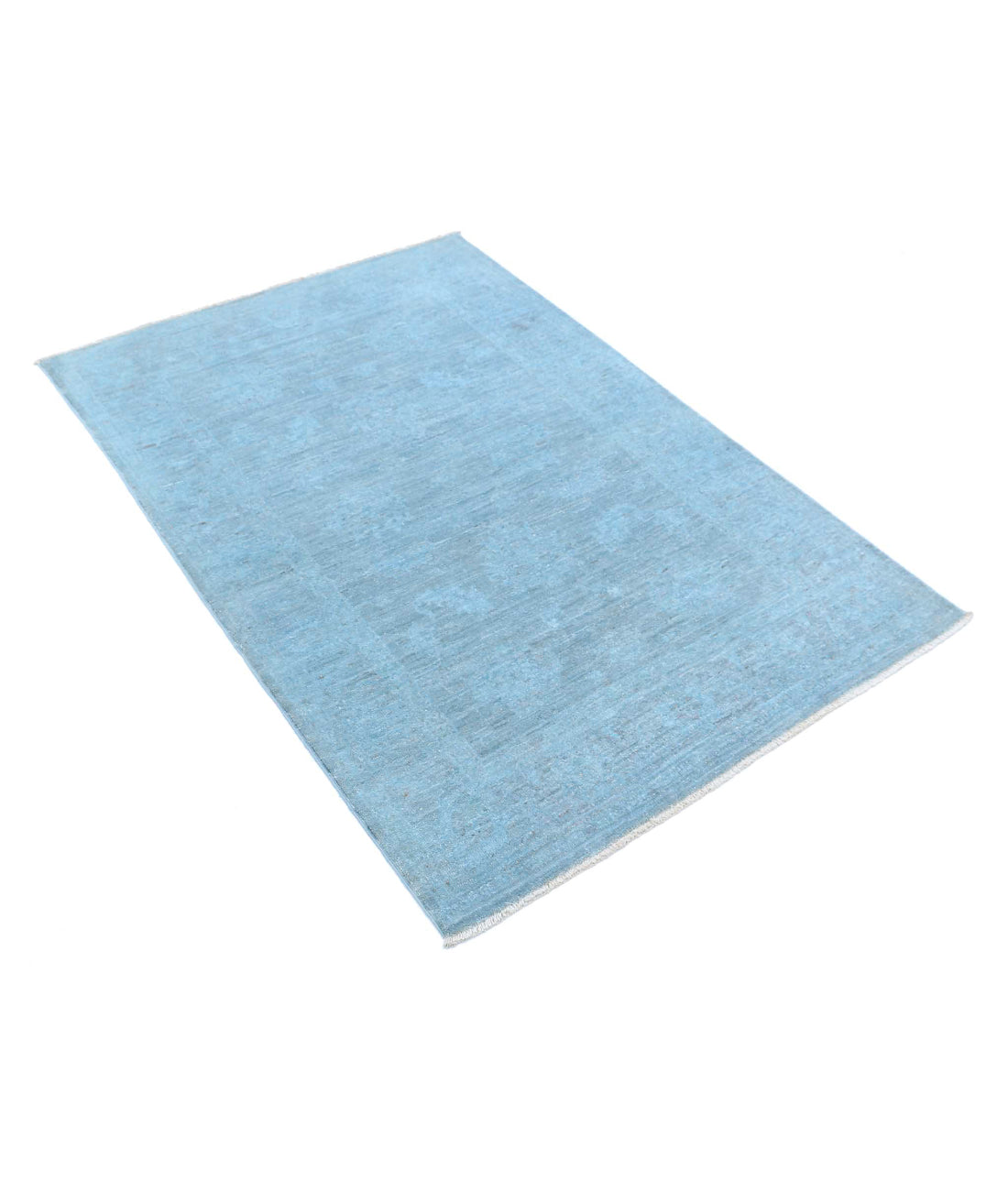 Overdye 3'2'' X 4'7'' Hand-Knotted Wool Rug 3'2'' x 4'7'' (95 X 138) / Blue / Blue