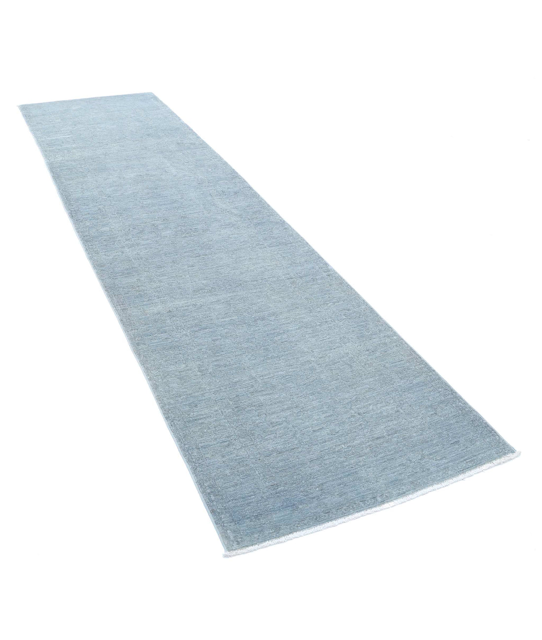 Overdye 2'11'' X 11'3'' Hand-Knotted Wool Rug 2'11'' x 11'3'' (88 X 338) / Blue / Grey