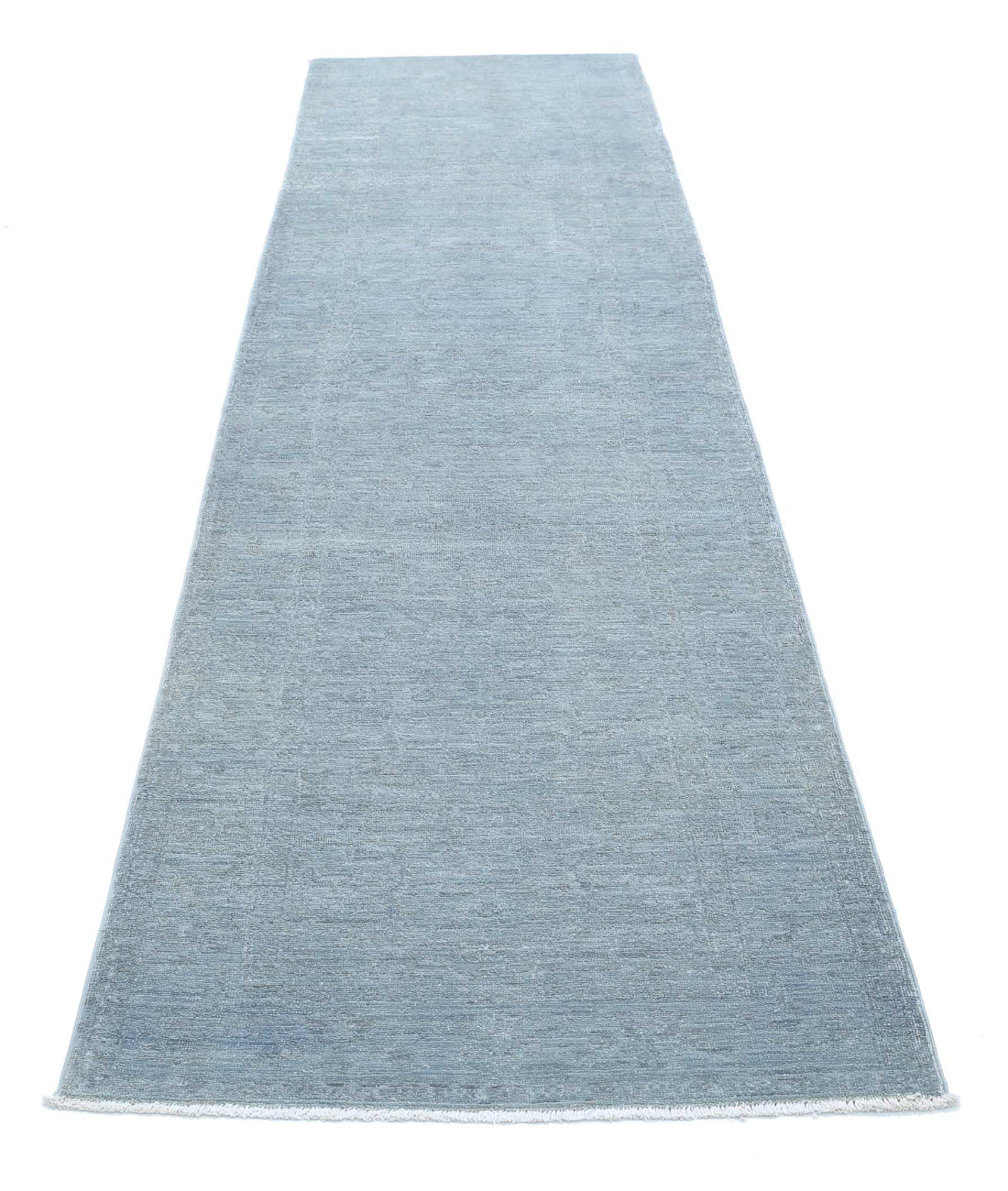 Overdye 2'11'' X 11'3'' Hand-Knotted Wool Rug 2'11'' x 11'3'' (88 X 338) / Blue / Grey