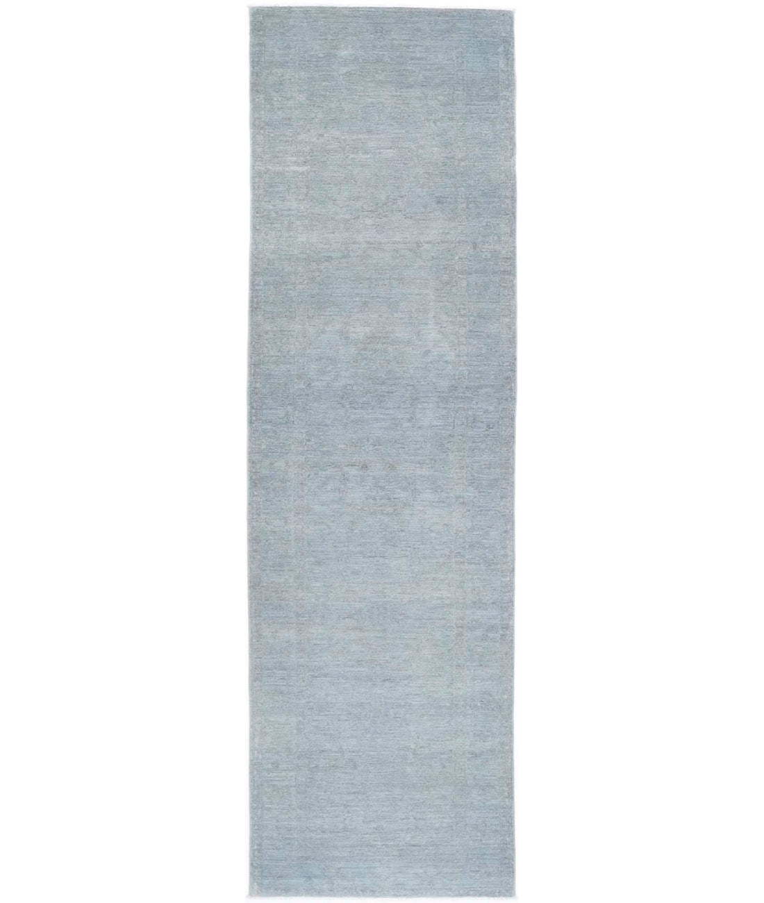 Overdye 2'11'' X 11'3'' Hand-Knotted Wool Rug 2'11'' x 11'3'' (88 X 338) / Blue / Grey