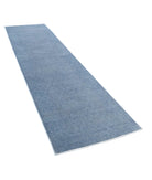 Overdye 3'0'' X 11'3'' Hand-Knotted Wool Rug 3'0'' x 11'3'' (90 X 338) / Blue / Blue