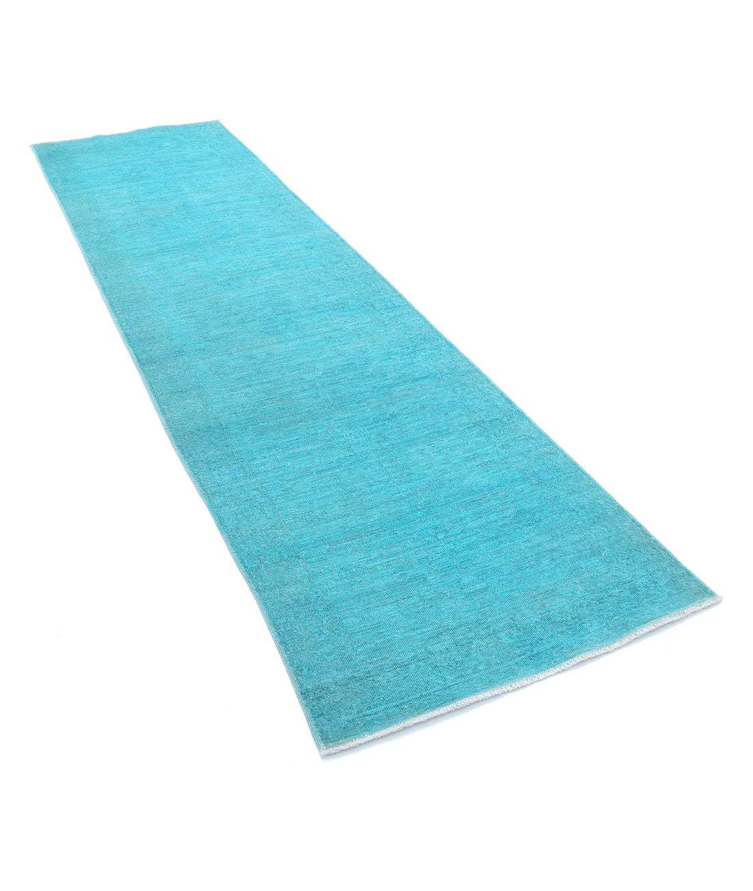 Overdye 2'10'' X 10'2'' Hand-Knotted Wool Rug 2'10'' x 10'2'' (85 X 305) / Teal / Teal