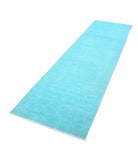 Overdye 2'10'' X 10'2'' Hand-Knotted Wool Rug 2'10'' x 10'2'' (85 X 305) / Teal / Teal