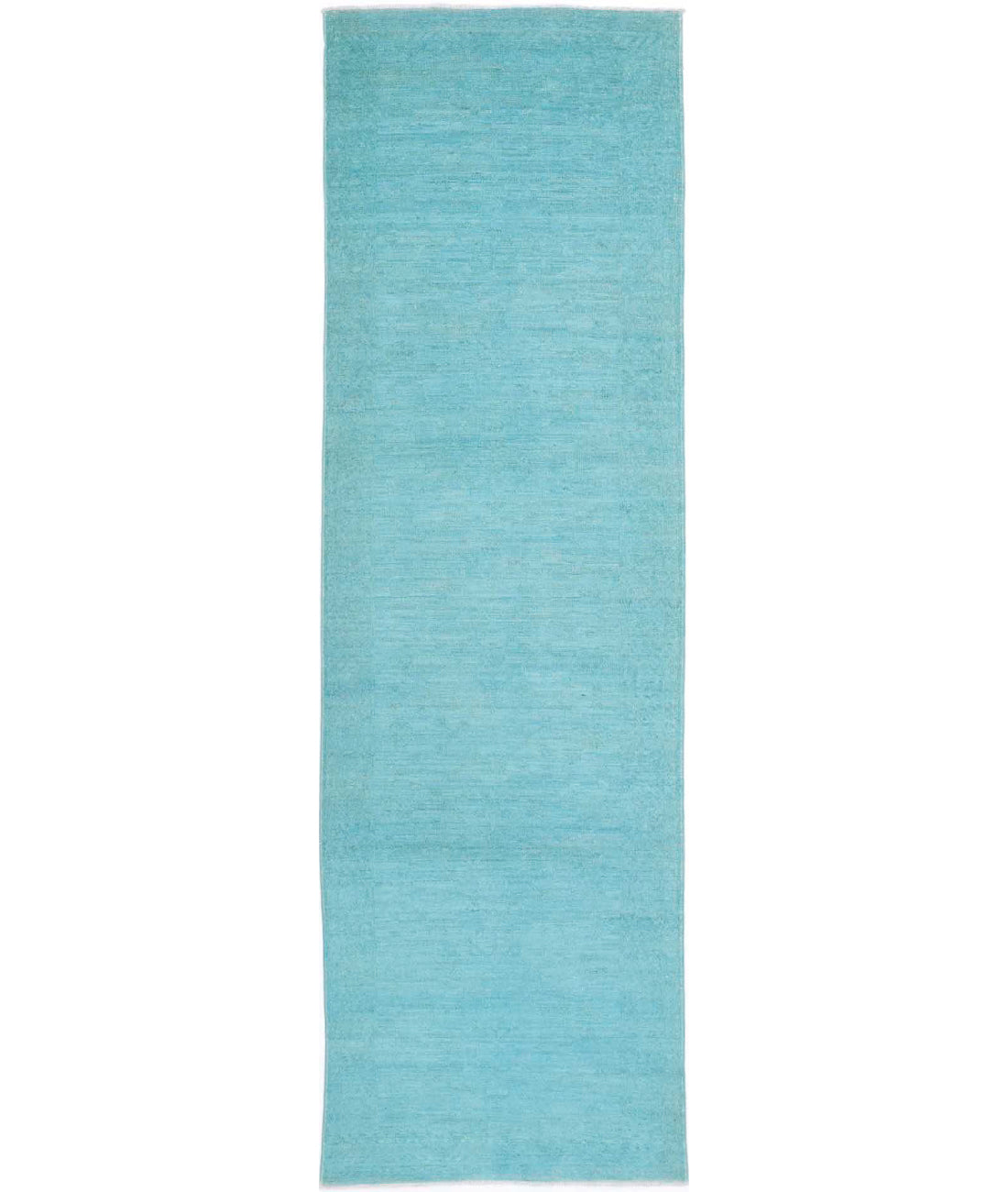 Overdye 2'10'' X 10'2'' Hand-Knotted Wool Rug 2'10'' x 10'2'' (85 X 305) / Teal / Teal