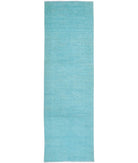 Overdye 2'10'' X 10'2'' Hand-Knotted Wool Rug 2'10'' x 10'2'' (85 X 305) / Teal / Teal