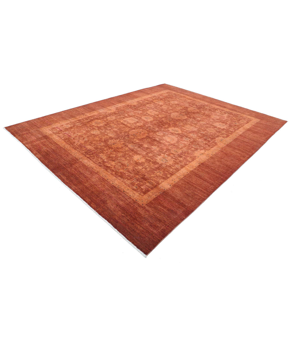 Overdye 8'9'' X 11'3'' Hand-Knotted Wool Rug 8'9'' x 11'3'' (263 X 338) / Rust / Rust