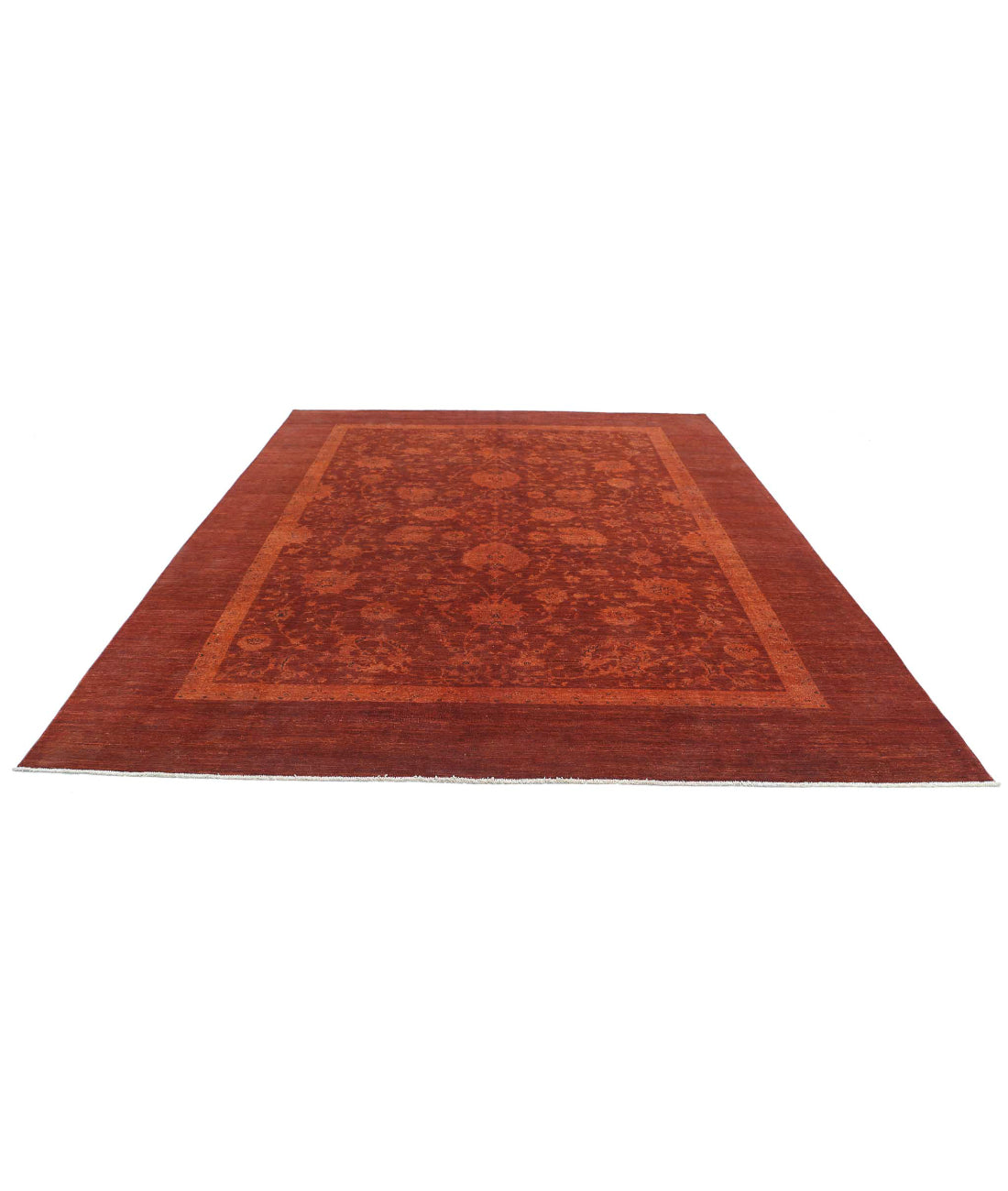 Overdye 8'9'' X 11'3'' Hand-Knotted Wool Rug 8'9'' x 11'3'' (263 X 338) / Rust / Rust