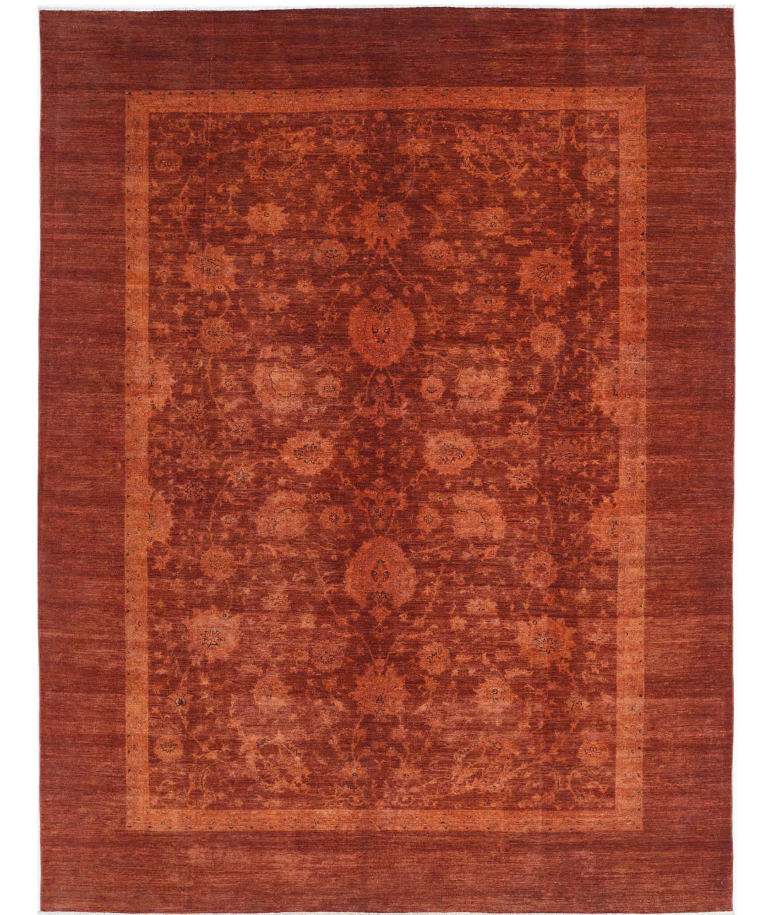 Overdye 8'9'' X 11'3'' Hand-Knotted Wool Rug 8'9'' x 11'3'' (263 X 338) / Rust / Rust