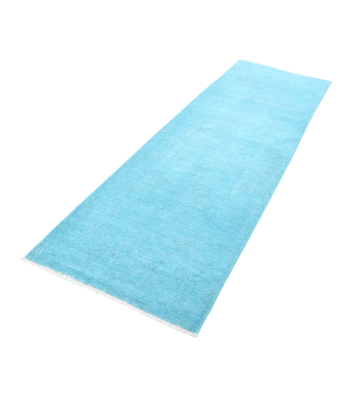 Overdye 2'8'' X 8'4'' Hand-Knotted Wool Rug 2'8'' x 8'4'' (80 X 250) / Teal / Teal