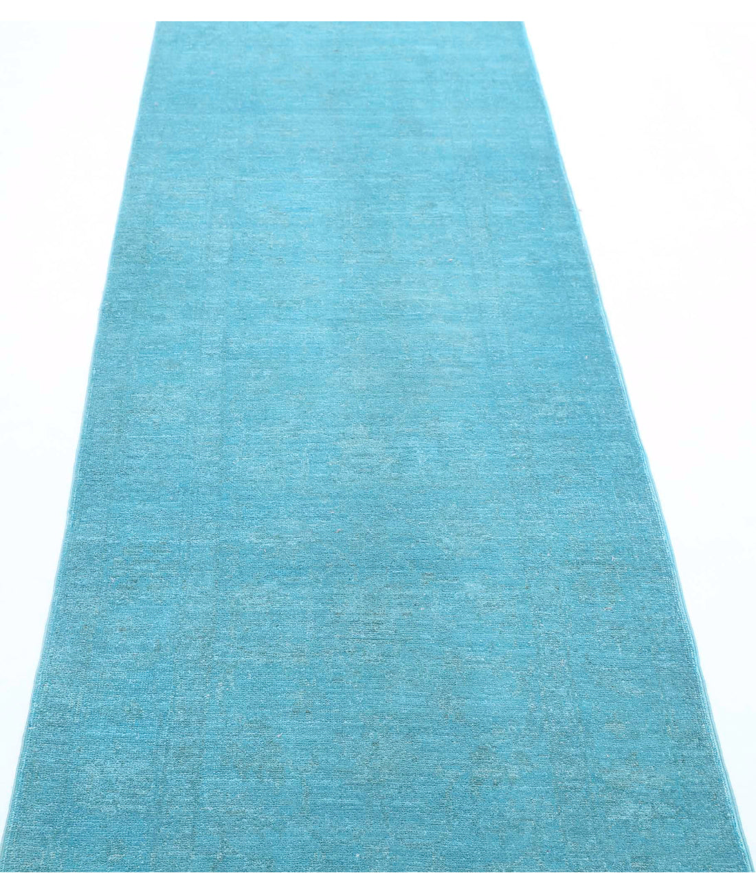 Overdye 2'8'' X 8'4'' Hand-Knotted Wool Rug 2'8'' x 8'4'' (80 X 250) / Teal / Teal