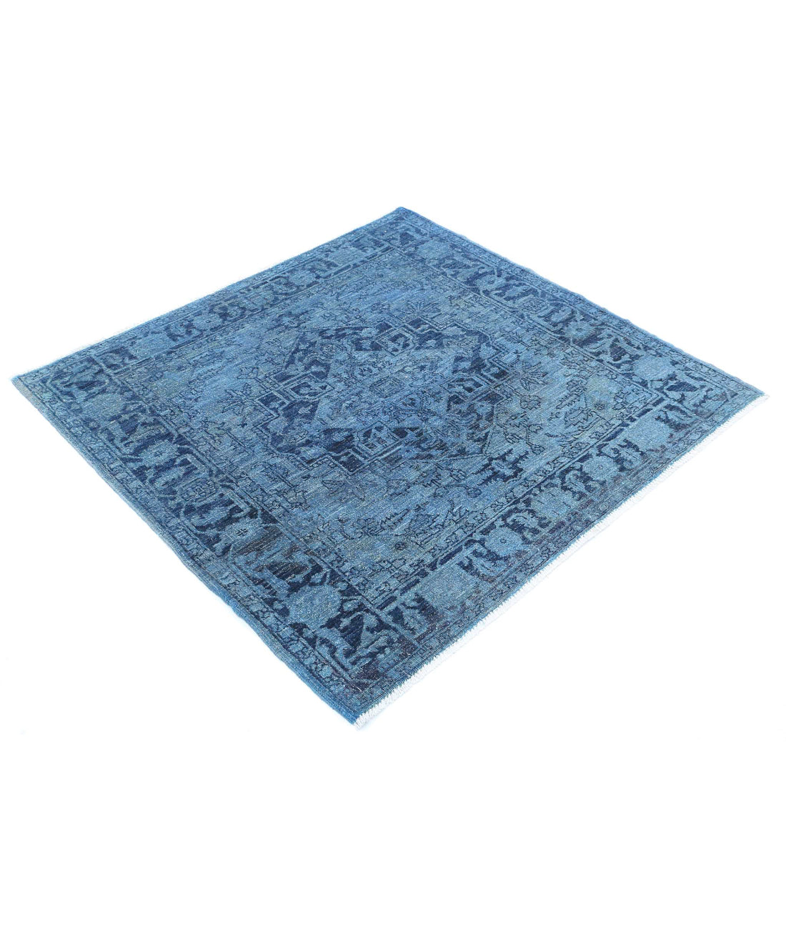 Overdye 4'1'' X 4'4'' Hand-Knotted Wool Rug 4'1'' x 4'4'' (123 X 130) / Blue / Blue