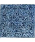 Overdye 4'1'' X 4'4'' Hand-Knotted Wool Rug 4'1'' x 4'4'' (123 X 130) / Blue / Blue