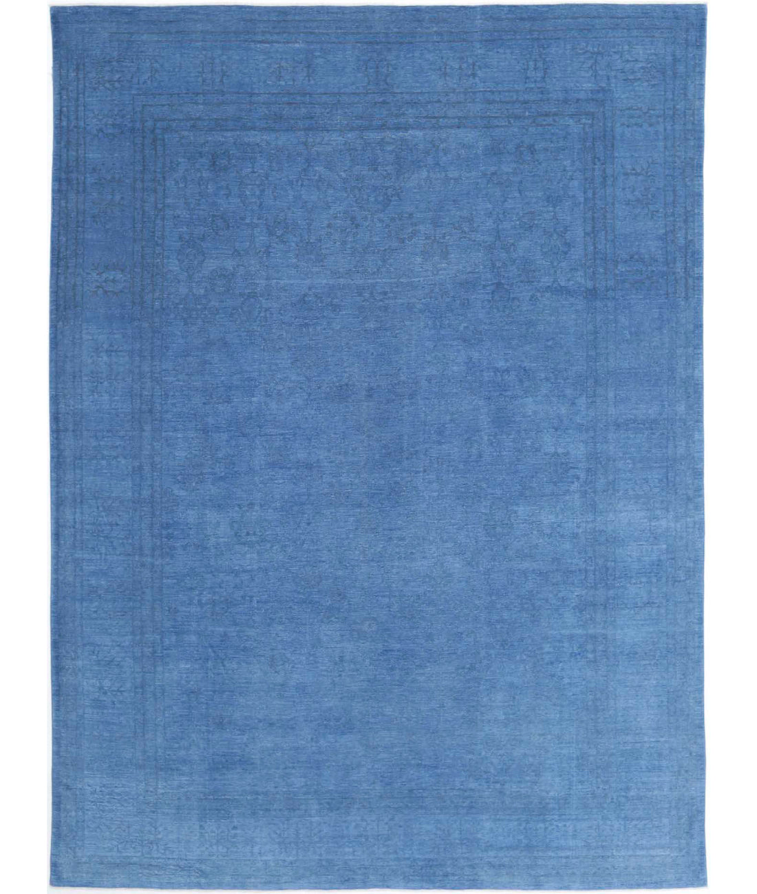 Overdye 9'8'' X 13'7'' Hand-Knotted Wool Rug 9'8'' x 13'7'' (290 X 408) / Blue / Blue