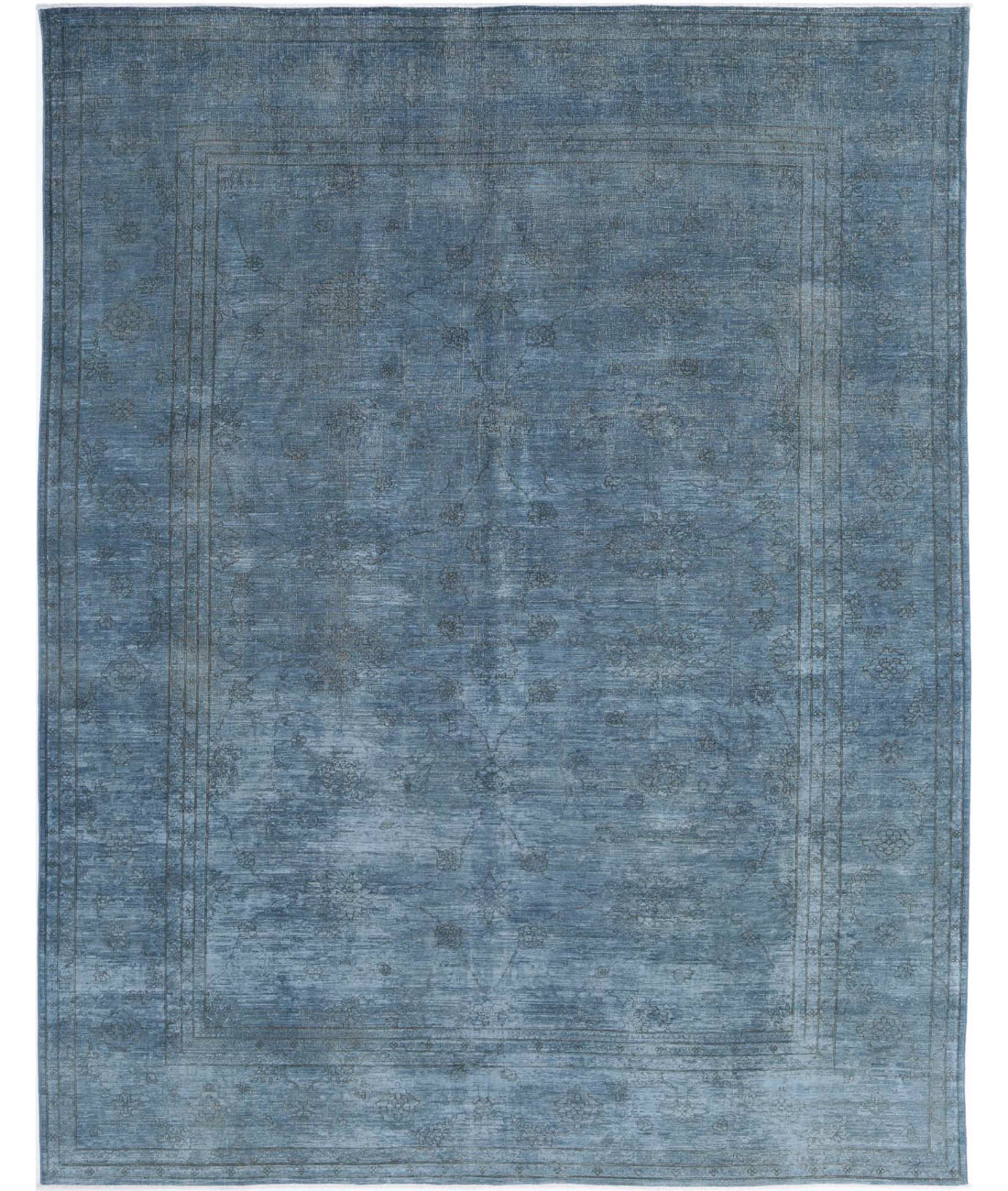 Overdye 8'11'' X 11'6'' Hand-Knotted Wool Rug 8'11'' x 11'6'' (268 X 345) / Blue / Grey