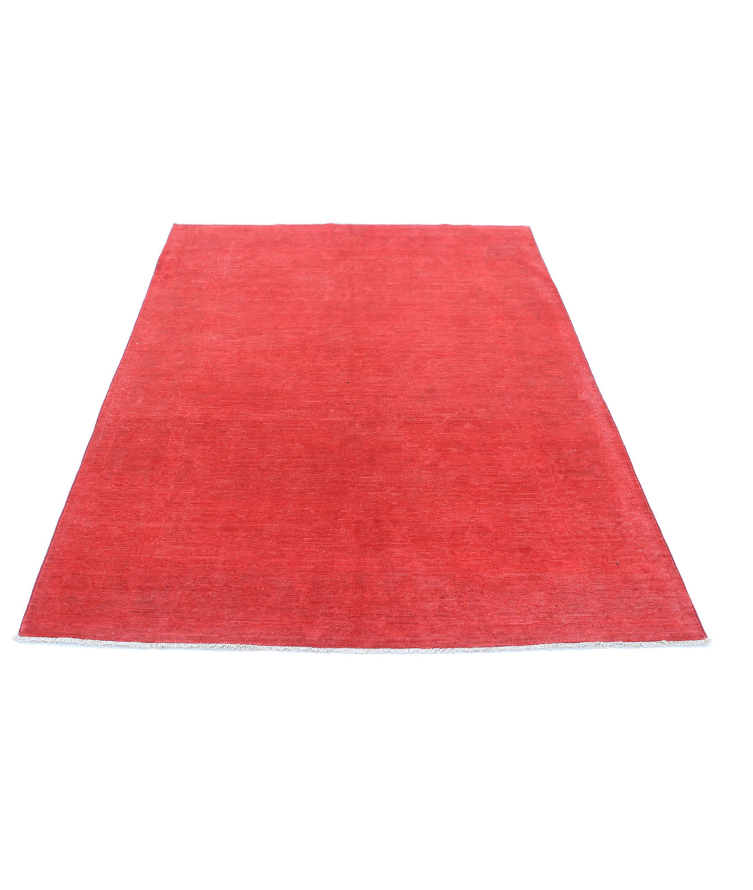 Overdye 4'8'' X 6'6'' Hand-Knotted Wool Rug 4'8'' x 6'6'' (140 X 195) / Red / N/A