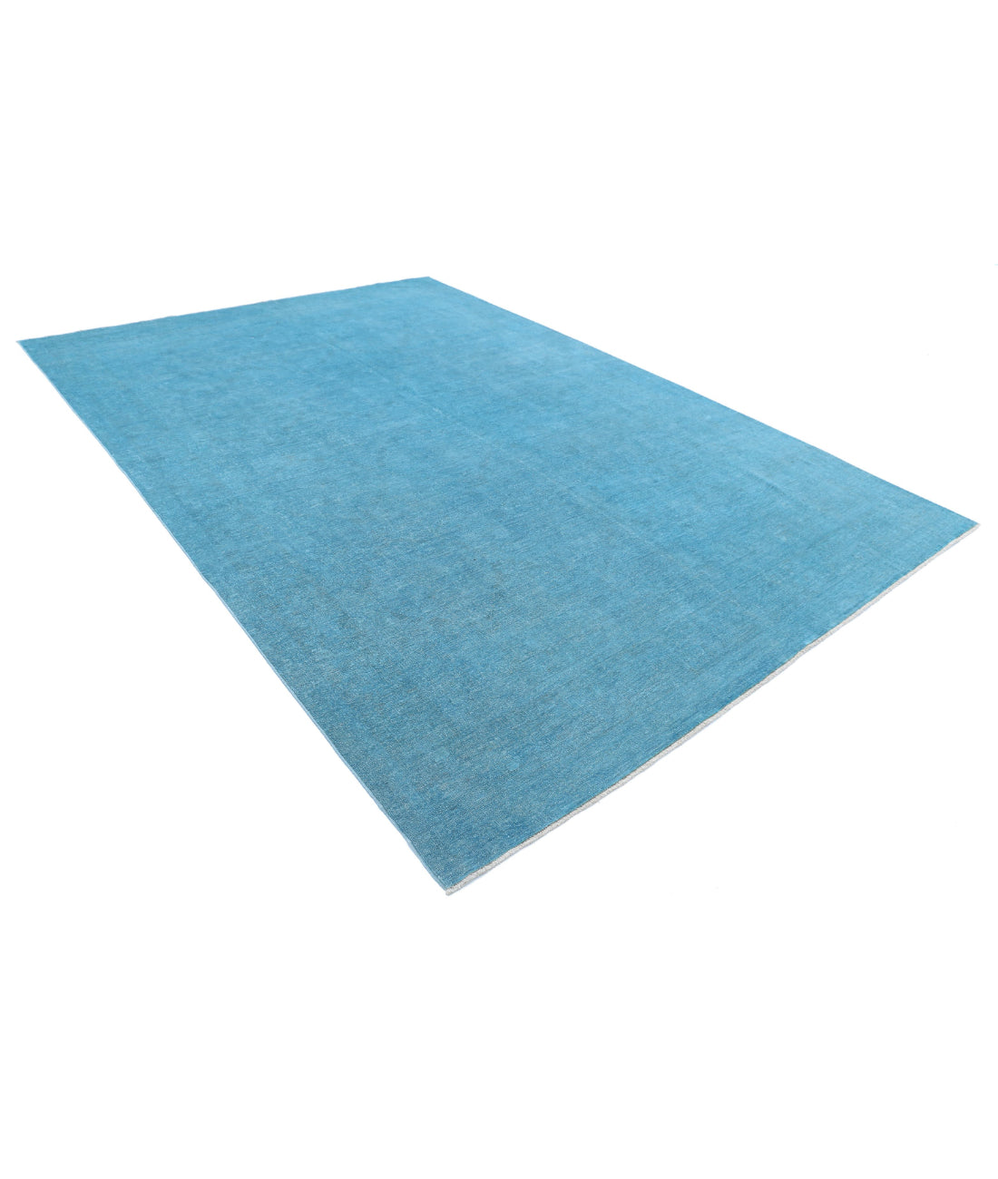 Overdye 8'4'' X 11'9'' Hand-Knotted Wool Rug 8'4'' x 11'9'' (250 X 353) / Teal / Teal