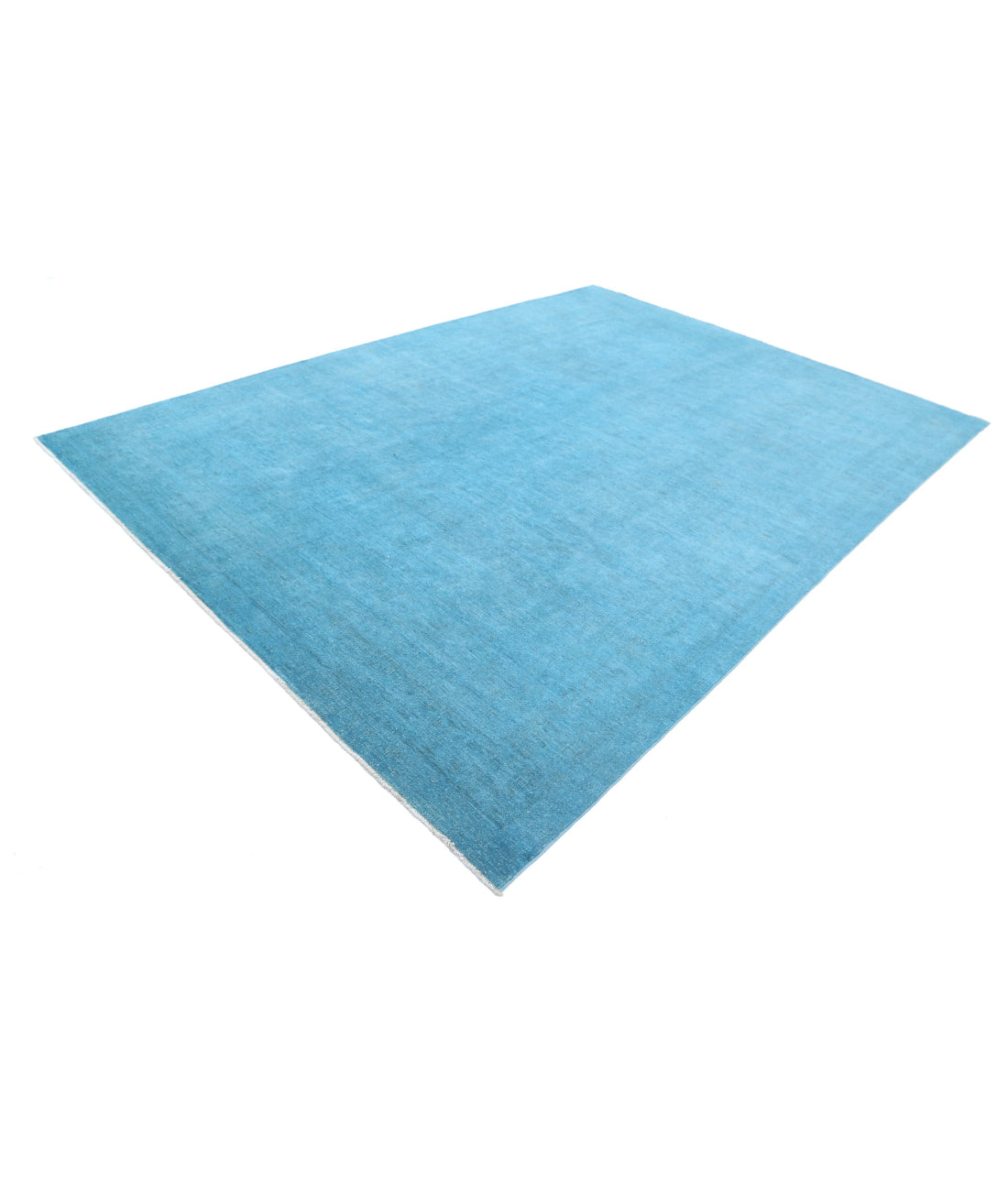 Overdye 8'4'' X 11'9'' Hand-Knotted Wool Rug 8'4'' x 11'9'' (250 X 353) / Teal / Teal