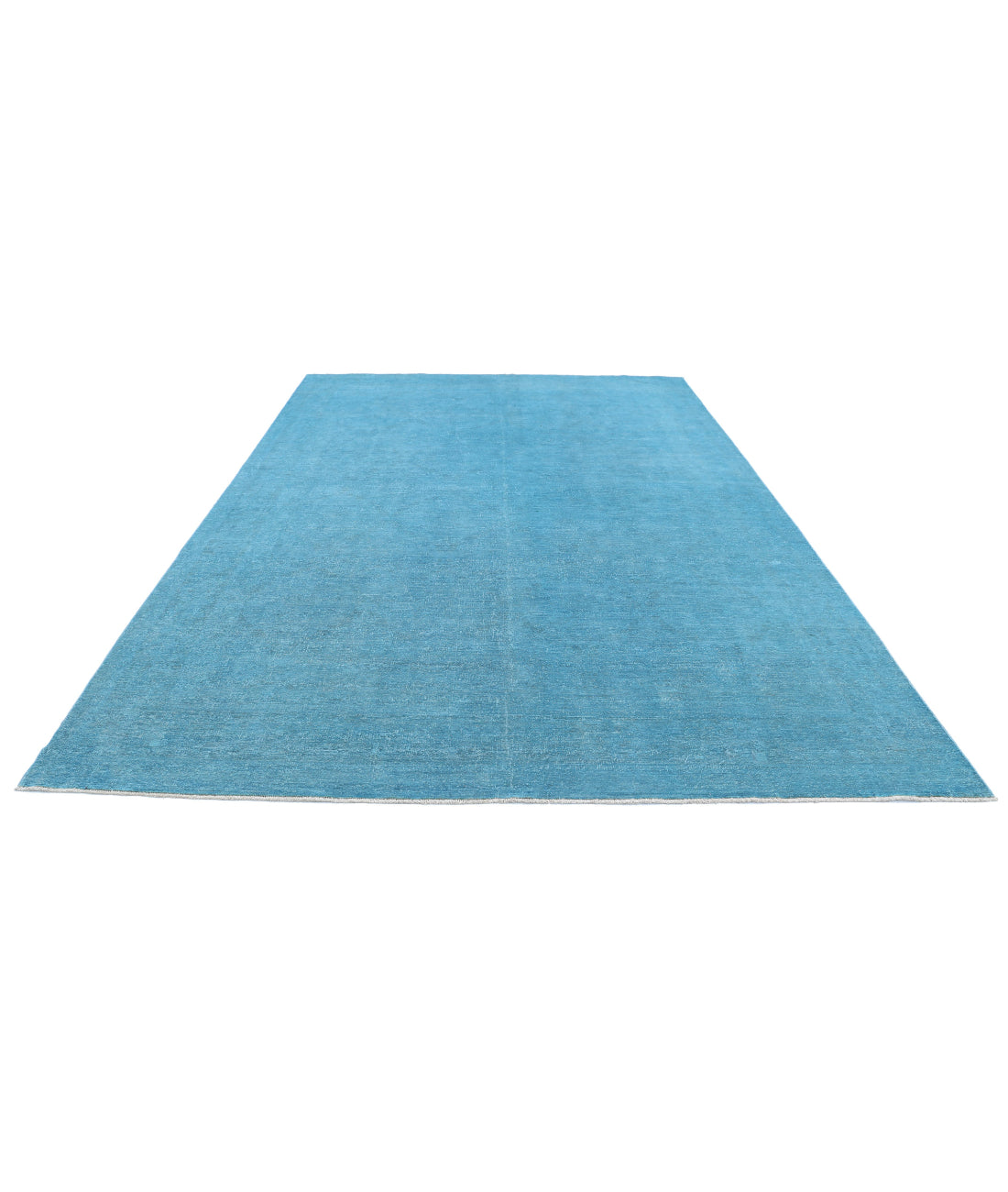 Overdye 8'4'' X 11'9'' Hand-Knotted Wool Rug 8'4'' x 11'9'' (250 X 353) / Teal / Teal