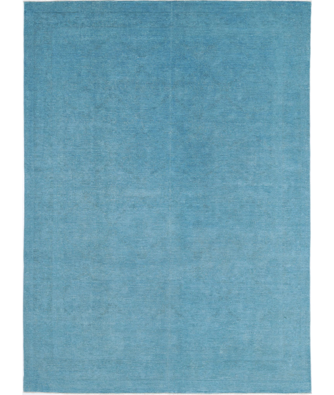 Overdye 8'4'' X 11'9'' Hand-Knotted Wool Rug 8'4'' x 11'9'' (250 X 353) / Teal / Teal