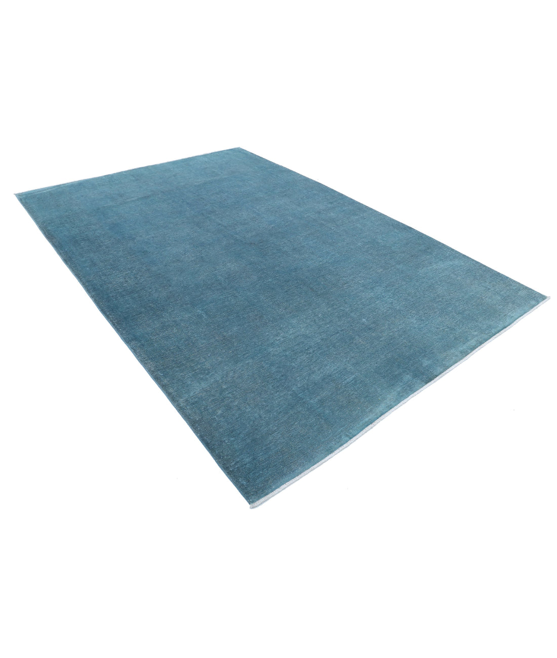 Overdye 6'10'' X 9'10'' Hand-Knotted Wool Rug 6'10'' x 9'10'' (205 X 295) / Teal / Teal