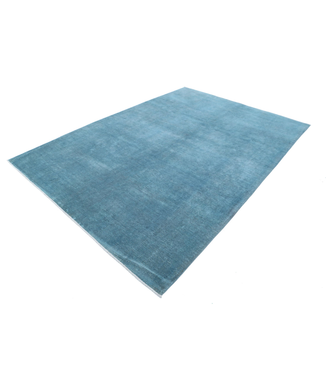 Overdye 6'10'' X 9'10'' Hand-Knotted Wool Rug 6'10'' x 9'10'' (205 X 295) / Teal / Teal