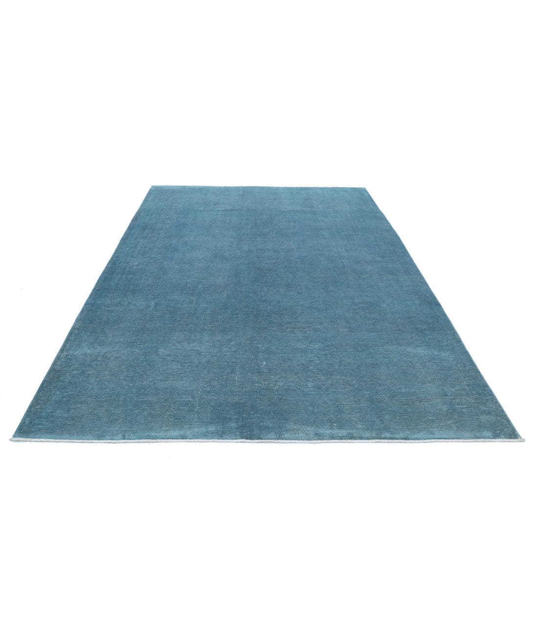 Overdye 6'10'' X 9'10'' Hand-Knotted Wool Rug 6'10'' x 9'10'' (205 X 295) / Teal / Teal