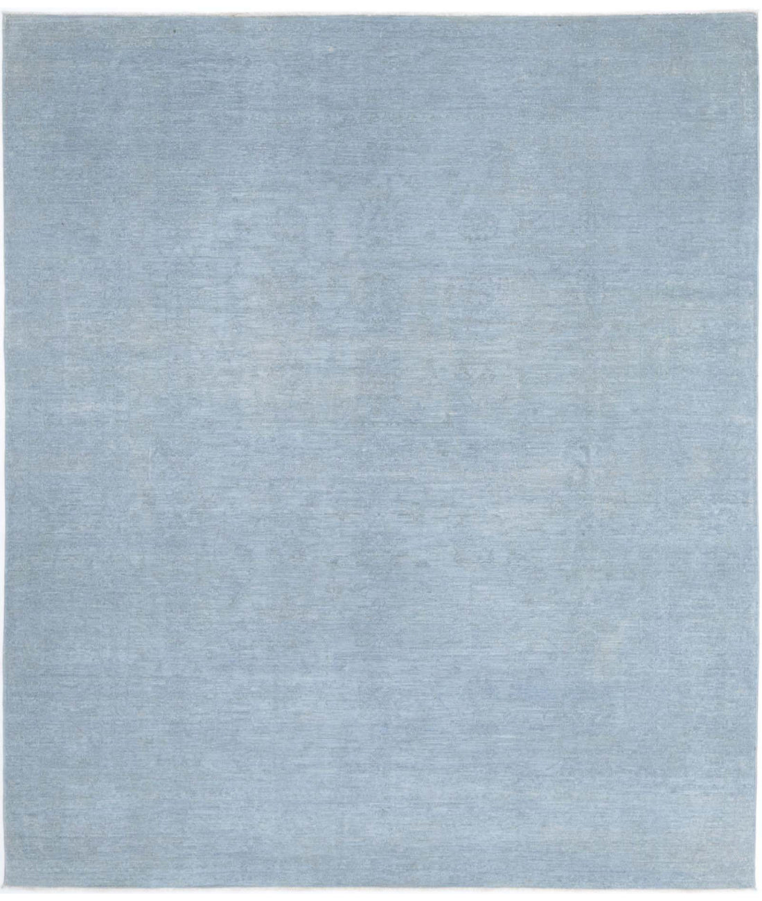 Overdye 7'9'' X 9'2'' Hand-Knotted Wool Rug 7'9'' x 9'2'' (233 X 275) / Teal / Teal