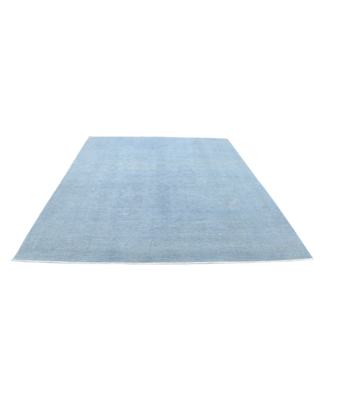 Overdye 7'9'' X 9'2'' Hand-Knotted Wool Rug 7'9'' x 9'2'' (233 X 275) / Teal / Teal