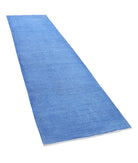 Overdye 2'11'' X 10'3'' Hand-Knotted Wool Rug 2'11'' x 10'3'' (88 X 308) / Blue / Blue