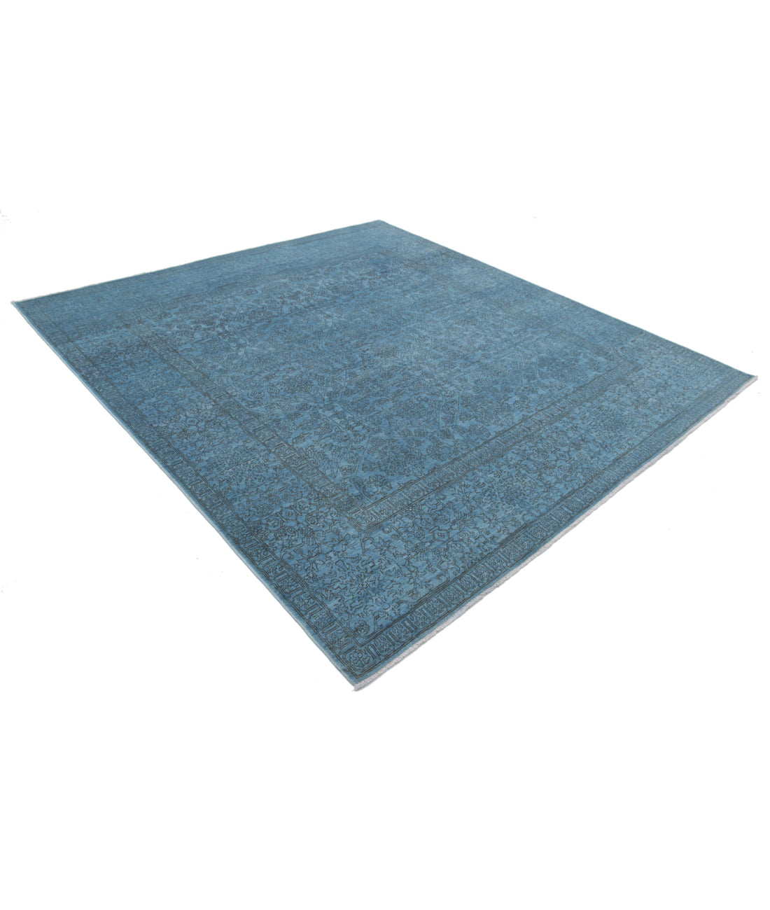 Overdye 7'9'' X 8'5'' Hand-Knotted Wool Rug 7'9'' x 8'5'' (233 X 253) / Blue / Blue