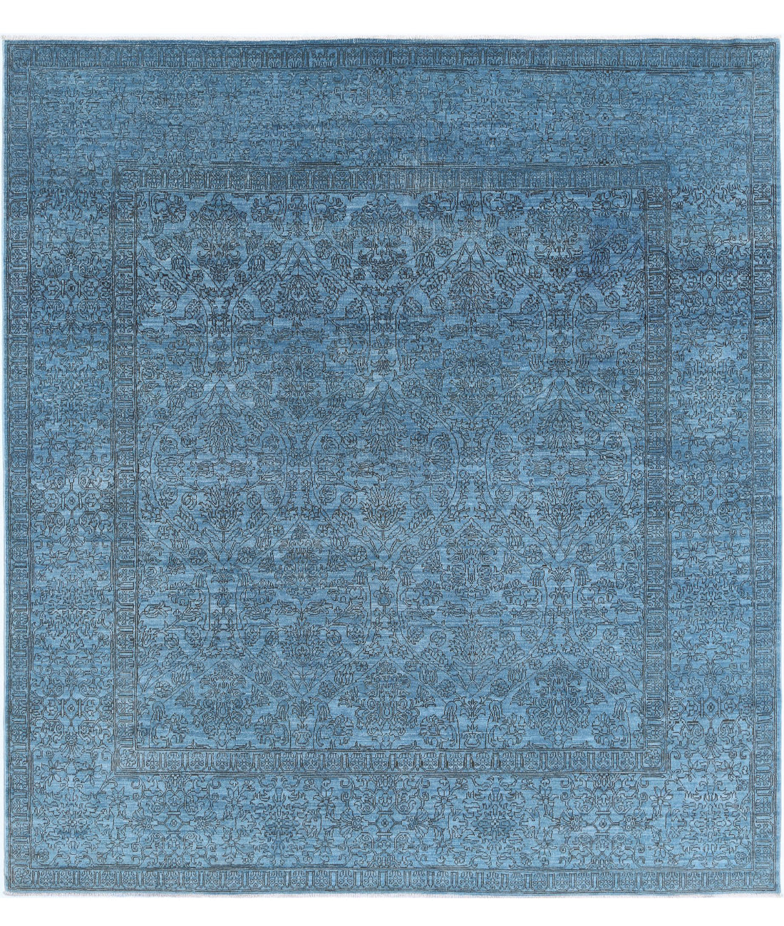 Overdye 7'9'' X 8'5'' Hand-Knotted Wool Rug 7'9'' x 8'5'' (233 X 253) / Blue / Blue