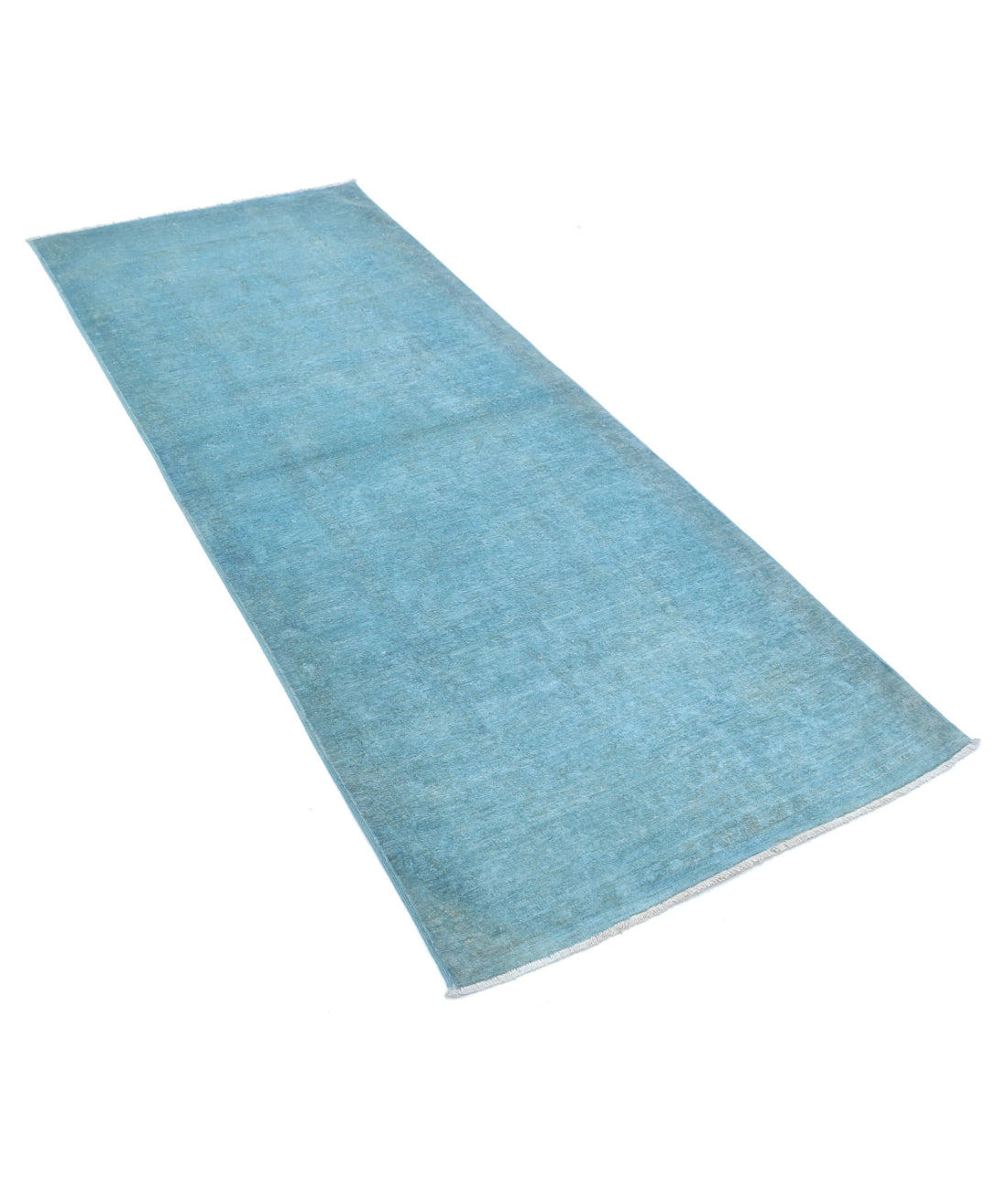 Overdye 3'0'' X 7'9'' Hand-Knotted Wool Rug 3'0'' x 7'9'' (90 X 233) / Teal / N/A