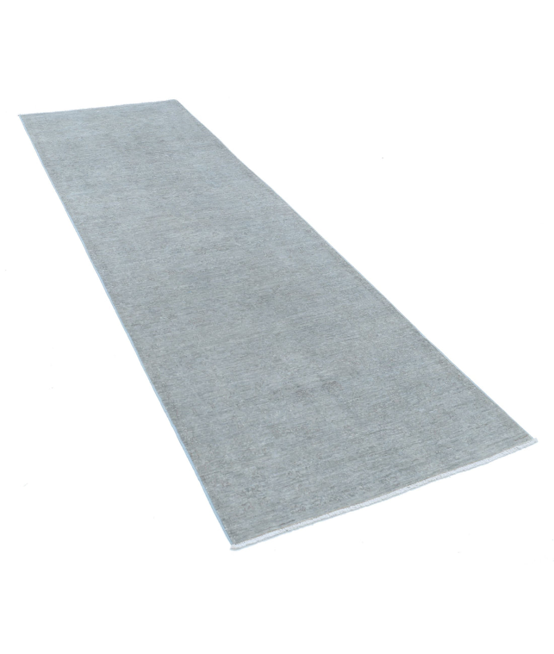 Overdye 3'1'' X 9'6'' Hand-Knotted Wool Rug 3'1'' x 9'6'' (93 X 285) / Grey / Grey