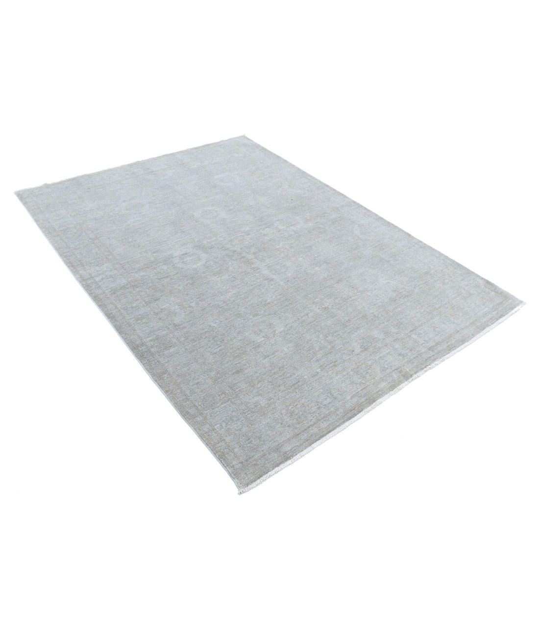 Overdye 4'9'' X 6'5'' Hand-Knotted Wool Rug 4'9'' x 6'5'' (143 X 193) / Grey / Grey