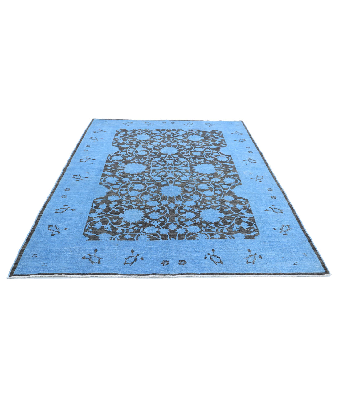 Overdye 6'2'' X 8'1'' Hand-Knotted Wool Rug 6'2'' x 8'1'' (185 X 243) / Blue / Blue