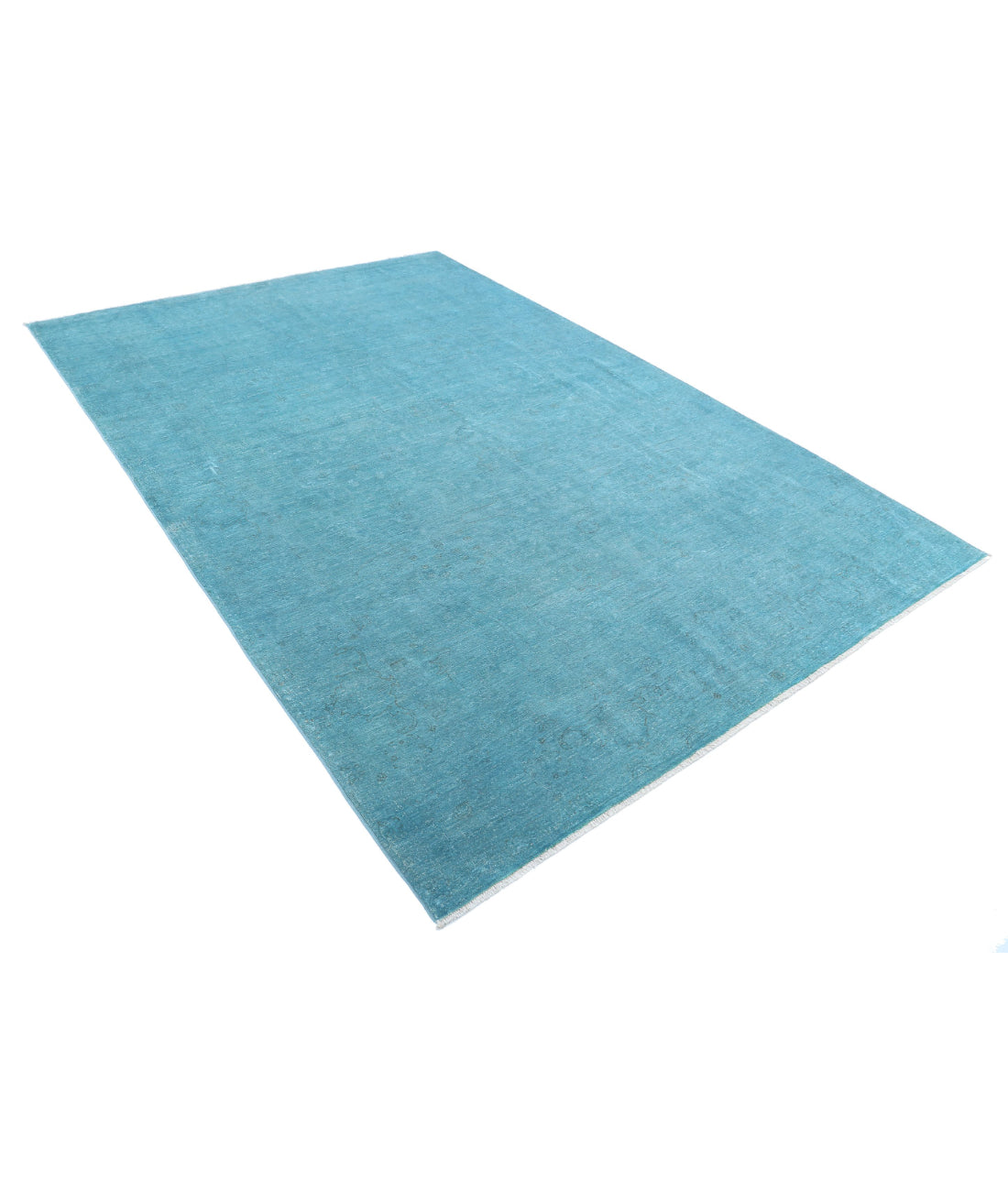 Overdye 6'9'' X 9'9'' Hand-Knotted Wool Rug 6'9'' x 9'9'' (203 X 293) / Teal / Teal