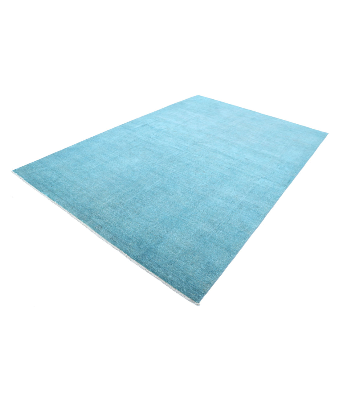 Overdye 6'9'' X 9'9'' Hand-Knotted Wool Rug 6'9'' x 9'9'' (203 X 293) / Teal / Teal