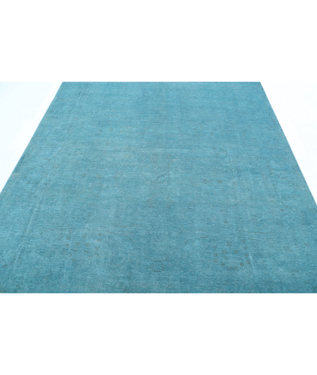 Overdye 6'9'' X 9'9'' Hand-Knotted Wool Rug 6'9'' x 9'9'' (203 X 293) / Teal / Teal