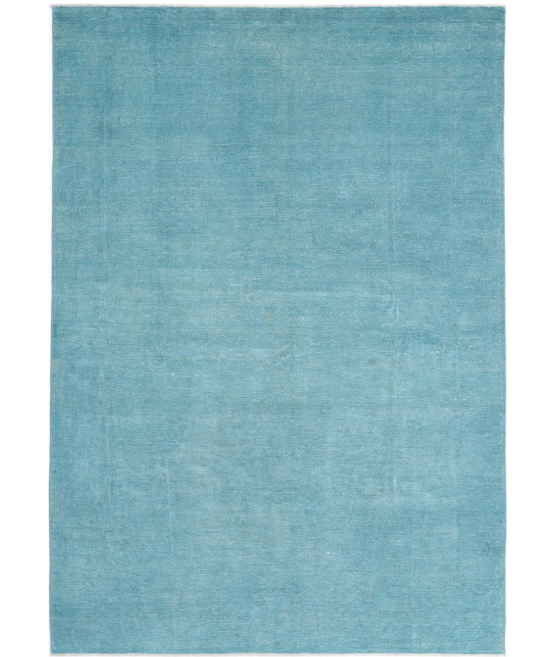 Overdye 6'9'' X 9'9'' Hand-Knotted Wool Rug 6'9'' x 9'9'' (203 X 293) / Teal / Teal