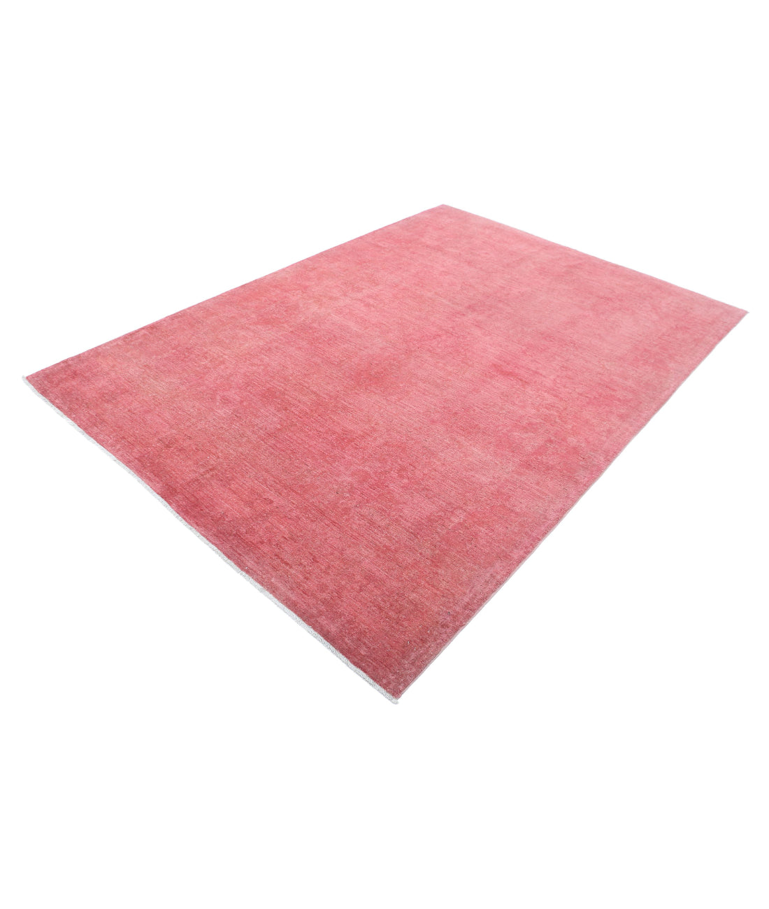 Overdye 6'1'' X 8'8'' Hand-Knotted Wool Rug 6'1'' x 8'8'' (183 X 260) / Pink / Pink