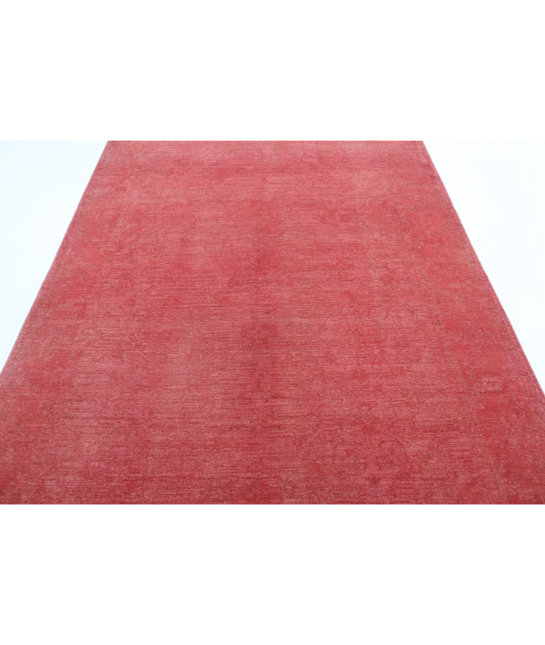 Overdye 6'1'' X 8'8'' Hand-Knotted Wool Rug 6'1'' x 8'8'' (183 X 260) / Pink / Pink